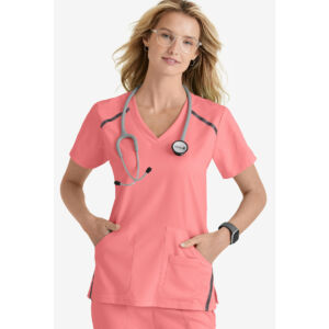 BARCO Grey's Anatomy - 3 PKT CROSS OVER V-NECK - ROSY CORAL