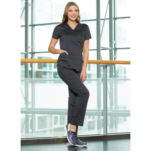 Deluxe szett - női V kivágású felső + Megkötős nadrág - Antracitszürke M