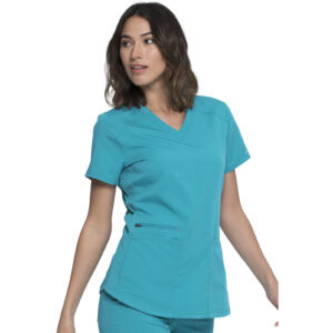 Dickies Balance V-Neck Top in Teal Blue
