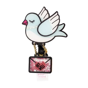 Kihúzható Jókivánság Galamb figurás kártyatartó -  KOI Betsey Johnson Badge - Bluebird