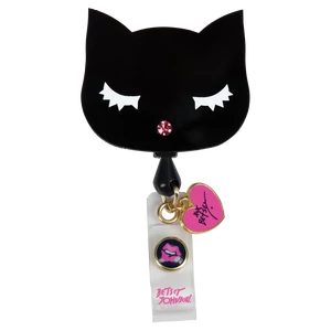 Kihúzható Fekete Cica figurás kártyatartó -  KOI Badge Reel Cat