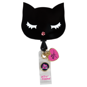Kihúzható Fekete Cica figurás kártyatartó -  KOI Badge Reel Cat