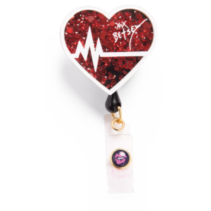 Kihúzható EKG Szív figurás kártyatartó -  KOI Betsey Retractable Badges EKG Heart