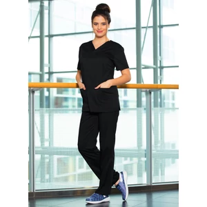 Nevada szett - unisex V kivágású felső + Megkötős nadrág - Fekete