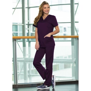 Nevada szett - unisex V kivágású felső + Megkötős nadrág - Padlizsán