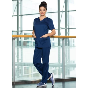 Nevada szett - unisex V kivágású felső + Megkötős nadrág - Navyblue