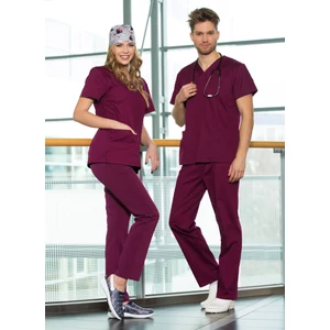 Nevada szett - unisex V kivágású felső + Megkötős nadrág - Wine