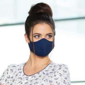 Textil maszk kétrétegű - Állítható laposgumival - Női S/M méret - Sötétkék
