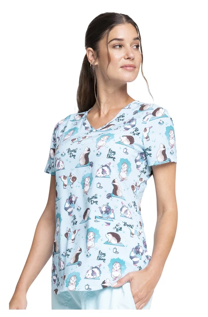 Cherokee Prints - V-Neck Print Top in Wellness Vibes