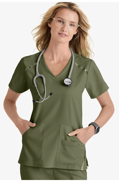BARCO Grey's Anatomy - 3 PKT CROSS OVER V-NECK - OLIVE