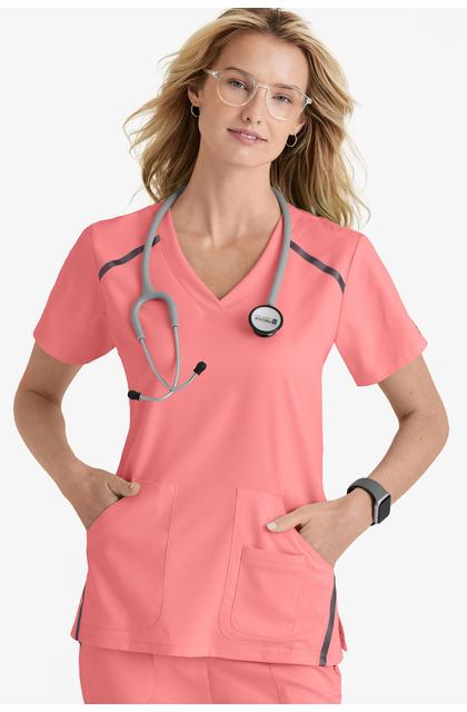 BARCO - 3 PKT CROSS OVER V-NECK - ROSY CORAL