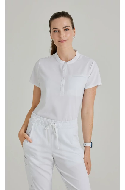 BARCO UNIFY - 1PKT BUTTON COLLAR TUCK IN TOP - White