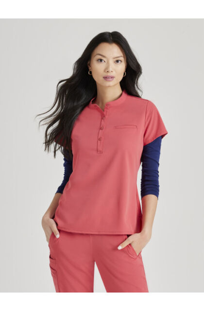 BARCO UNIFY - 1PKT BUTTON COLLAR TUCK IN TOP - Coral