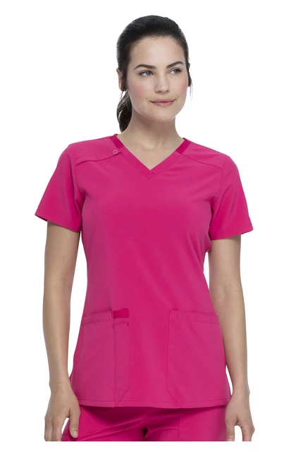 Dickies EDS Essentials Exclusive V-Neck Top in HOT PINK