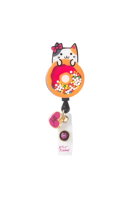 Kihúzható Fánkos Cica figurás kártyatartó -  KOI Betsey Retractable Badges Donut Kitty