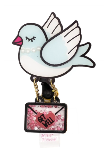 Kihúzható Jókivánság Galamb figurás kártyatartó -  KOI Betsey Johnson Badge - Bluebird