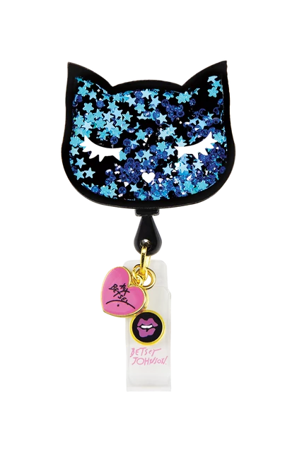 Kihúzható Kék Cica figurás kártyatartó -  KOI Betsey Retractable Badges Cat