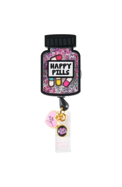 Kihúzható Boldogság Bogyók figurás kártyatartó -  KOI Betsey Johnson Badge - Happy Pills