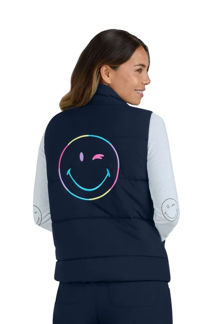 S400-012 - KOI x Smiley World - Delighted mellény - Navy (XS-S)