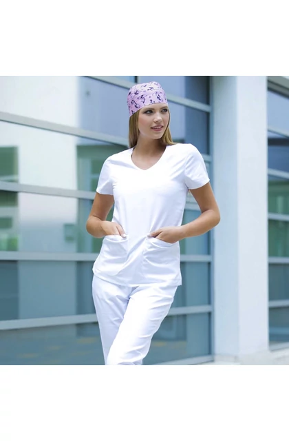 Lisa - MILLAND BASIC - női  V kivágású tunika White Stretch