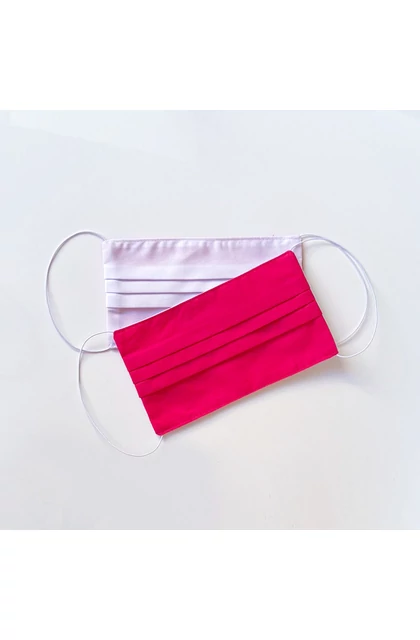Mosható Textil Szájmaszk Dupla színű Magenta-Fehér